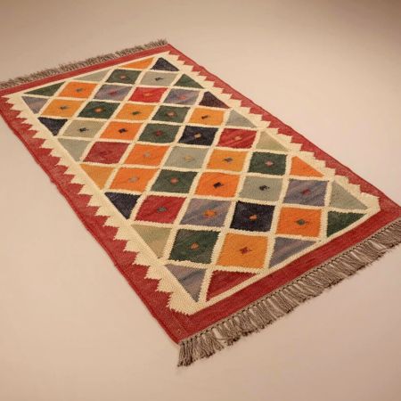 Multicolor Jute Handmade Vintage Dhurrie For Home